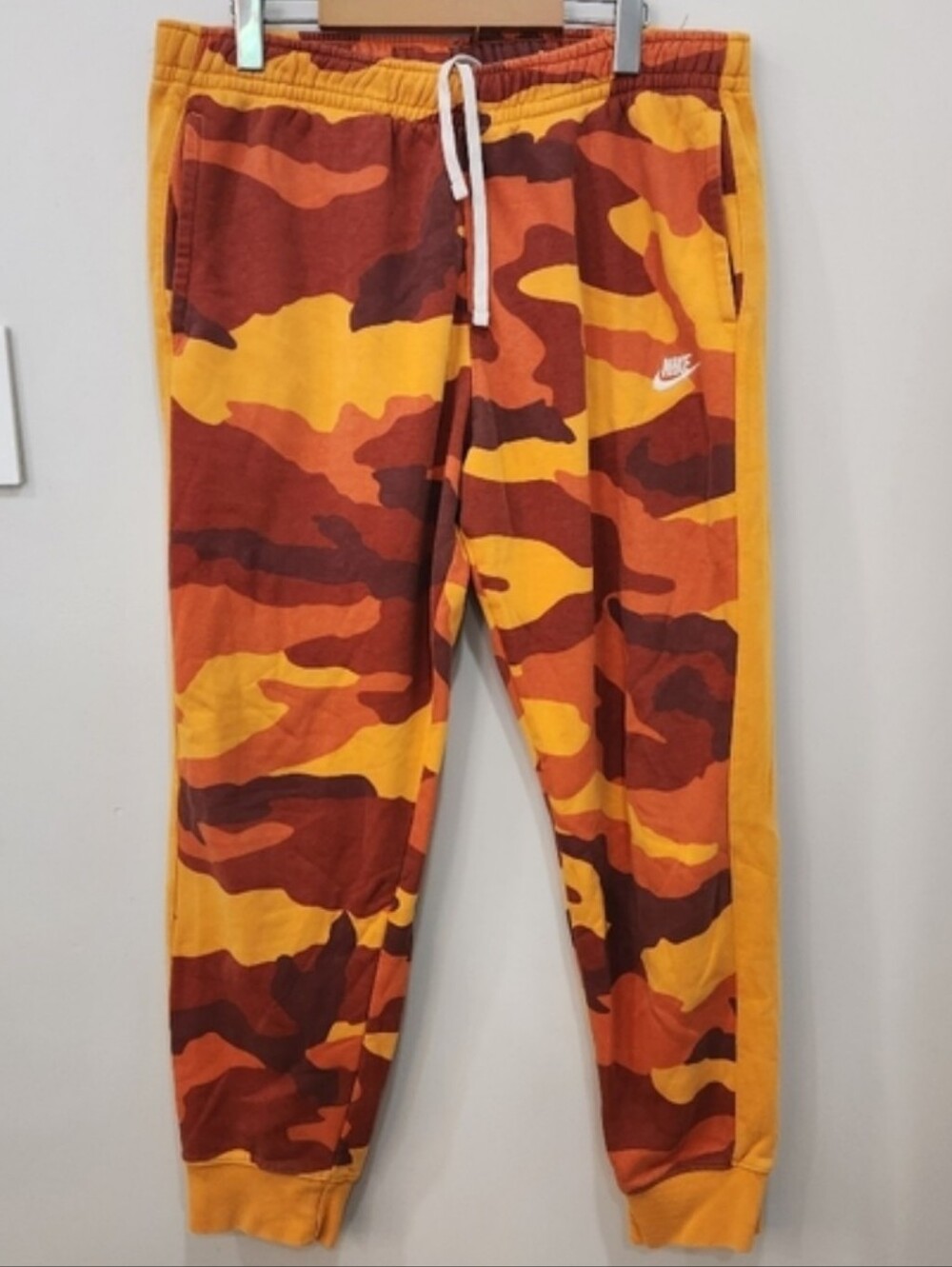 Nike Sweatpants Joggers Mens XL Red Camo Woven Fleece 90s Y2K Drawstring Rare